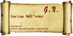 Gariup Nándor névjegykártya